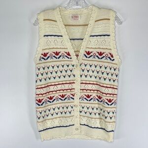 Vintage Beldoch Popper Nordic Floral Sweater Vest Small